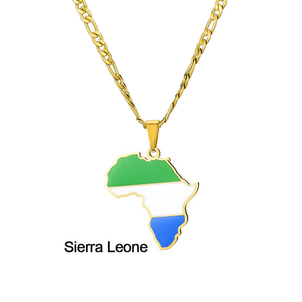 Ornament Africa Map Nigeria Somalia Angola Stainless Steel Necklace