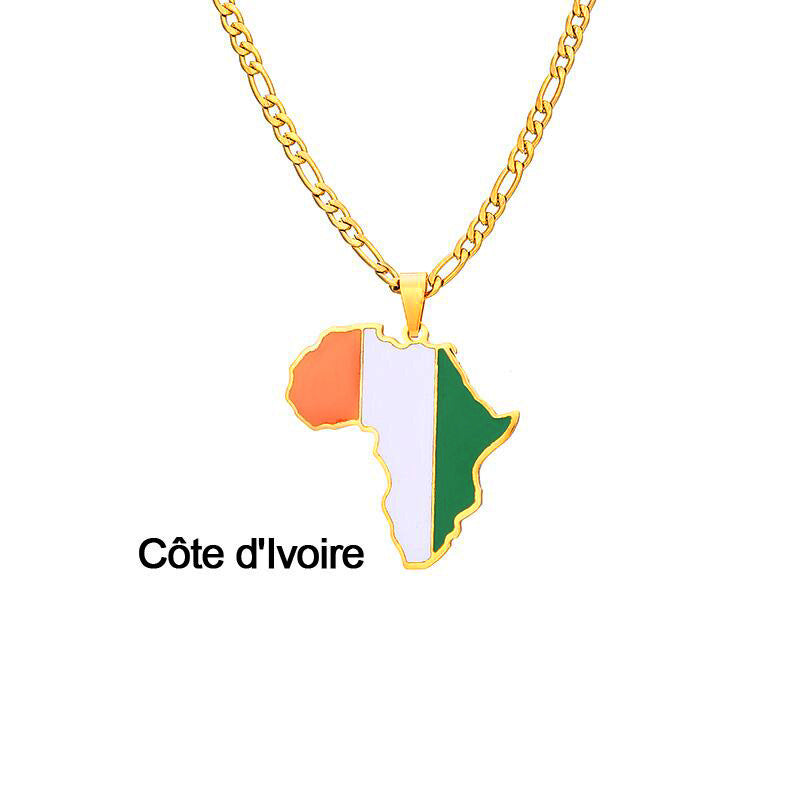 Ornament Africa Map Nigeria Somalia Angola Stainless Steel Necklace