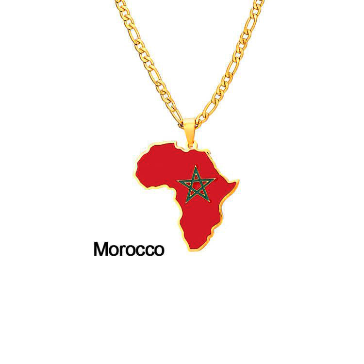 Ornament Africa Map Nigeria Somalia Angola Stainless Steel Necklace