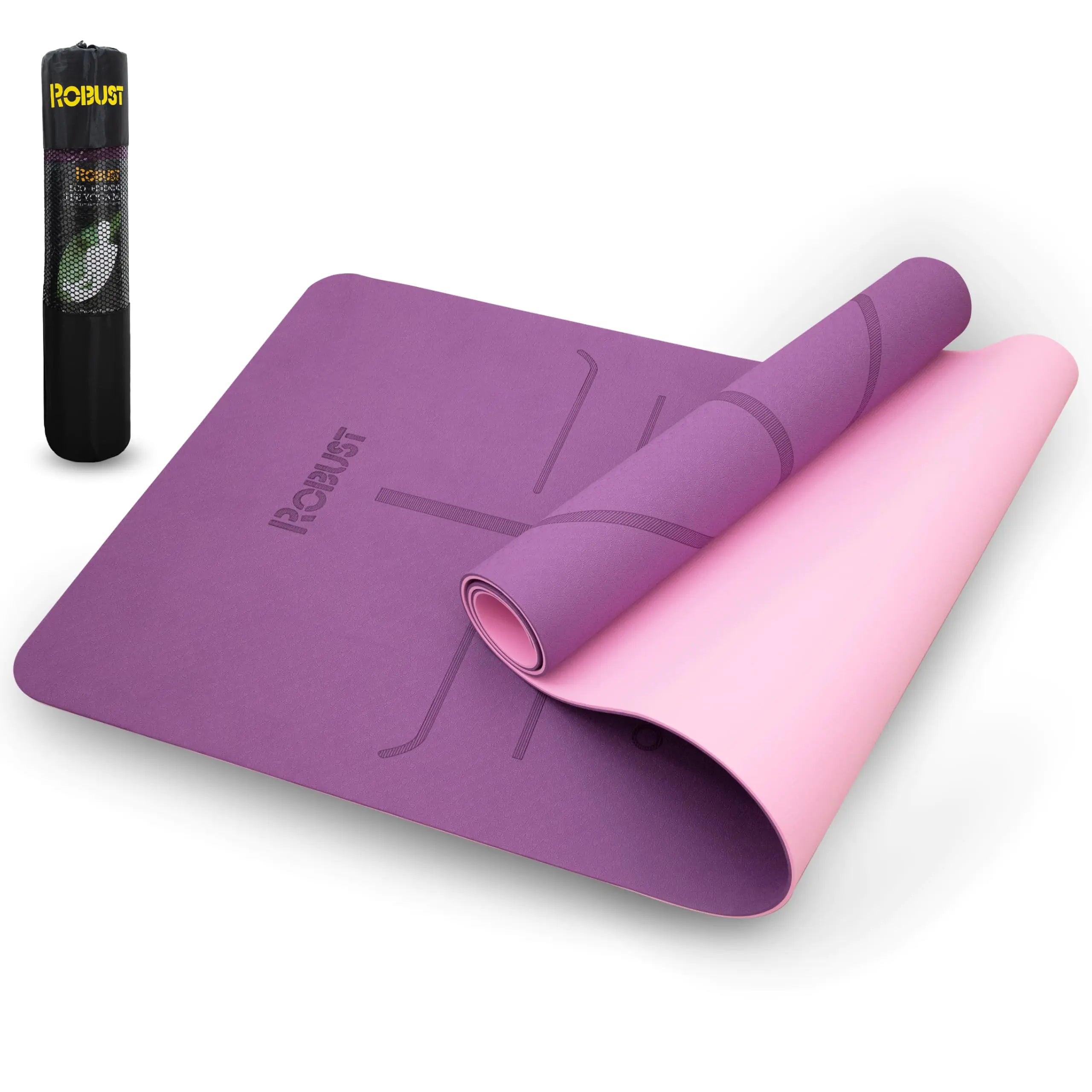 Robust Non-Slip Yoga Mat with Strap TPE Eco-Friendly Workout Mat for Yoga with Position Lines and Texture Surface Gym Mat for Women Men Pilates and Exercises Anti Tear Sweat Proof Exercise Mat