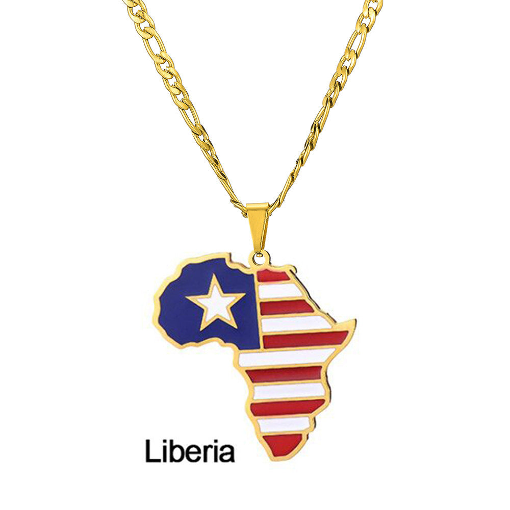 Ornament Africa Map Nigeria Somalia Angola Stainless Steel Necklace