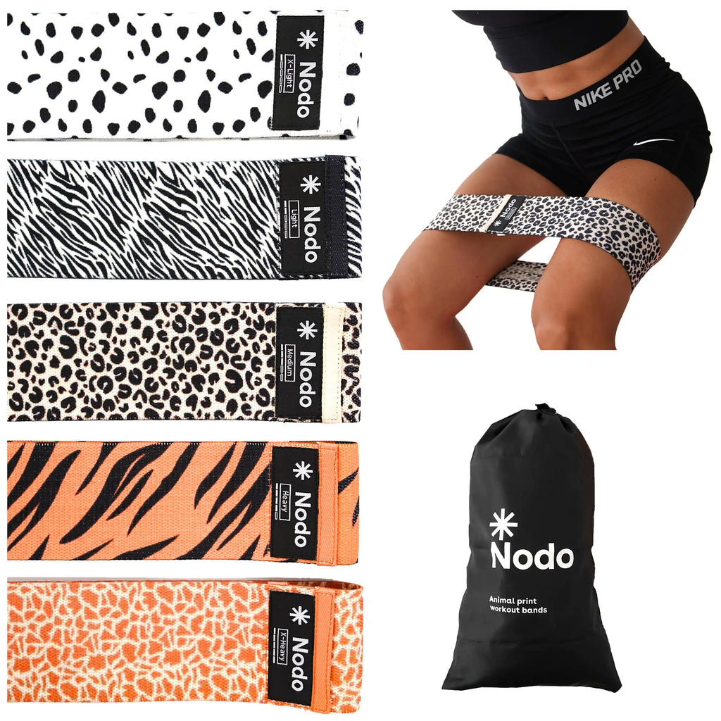 NODO Resistance Bands Set for Strength Training - Exercise Workout Booty Elastic Band Set - Physical Therapy Stretching Glute Band (5 Pack)